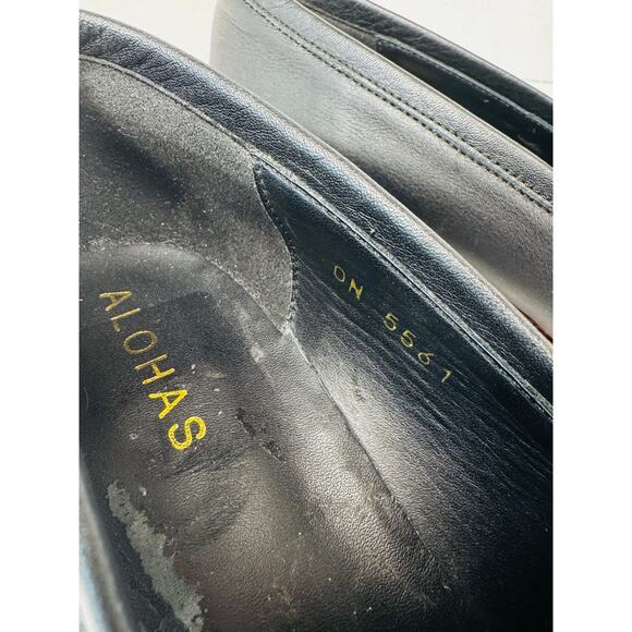 ALOHAS Roxanne Black Leather Platform Loafers Sz 37 Retro Chunky Slip-On Shoes - Picture 8 of 11